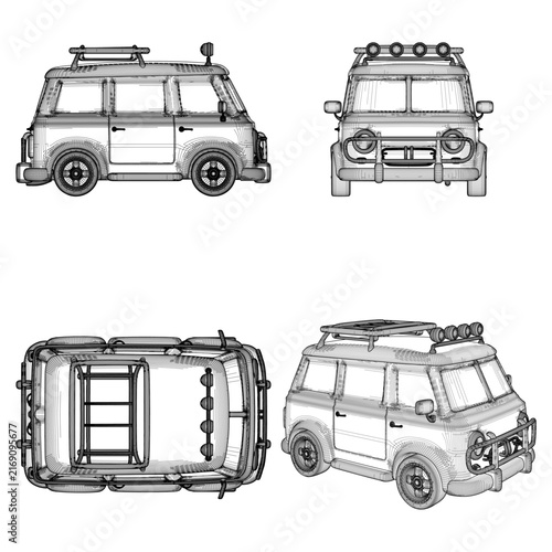 Racing Car Van Vector. Extreme Concept Vans Custom Builds. Van Dwellin and Track Culture: Grassroots Racing Series Or Drag Events Where Everyday Utility Vans And Minivans Are Modified For Track Use