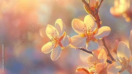Close-up video angle of delicate blossoms in soft pastel hues, evoking serenity. Live desktop wallpaper.