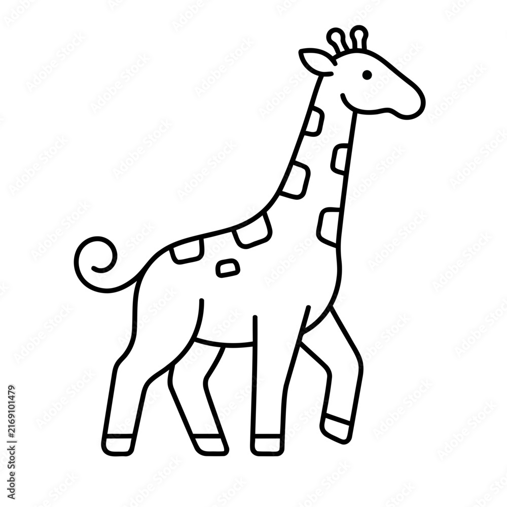 Naklejka premium Simple line drawing of a giraffe