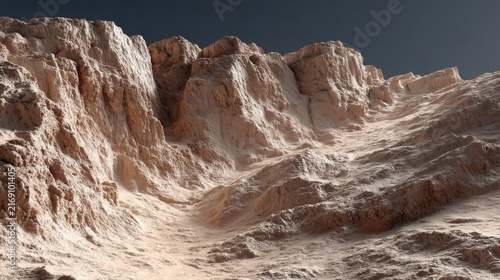 Dramatic Rocky Cliff Landscape in Desert Environment at Sunset