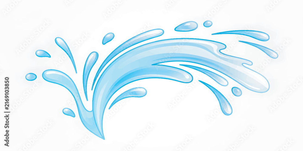Naklejka premium Dynamic Blue Water Splash with Droplets and Waves.