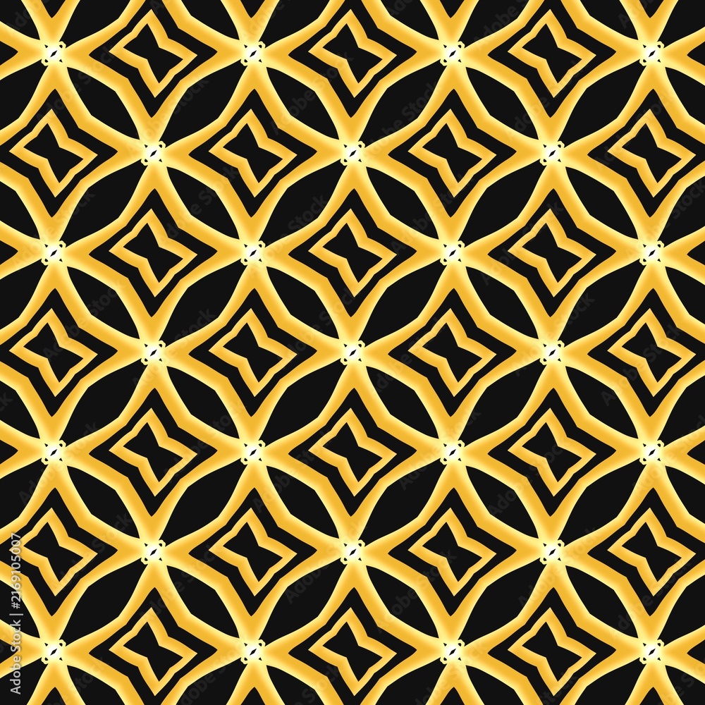 Fototapeta premium Luxury Gold Geometric Seamless Pattern on Black Background