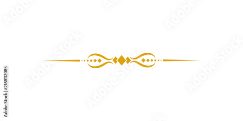 Cuadro en lienzo Golden decorative divider with ornate flourishes and geometric diamond shapes is