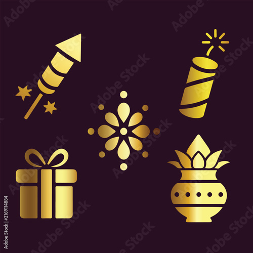 Premium Diwali Solid Black Vector Icon Set – Unique Festival Icons
