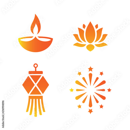 Premium Diwali Solid Black Vector Icon Set – Unique Festival Icons
