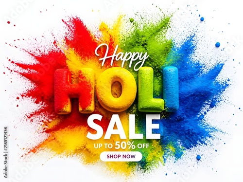 Colorful powder splash for Holi festival celebration and vibrant event decor
