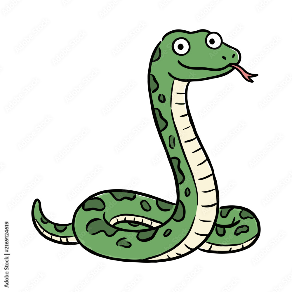 Obraz premium Adorable Hand Drawn Snake Character For Kids Book