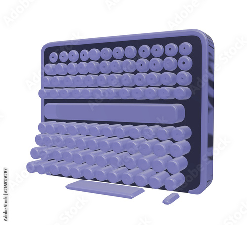 Foto A3d render of a purple computer keyboard with rounded keys and a rectangular fra