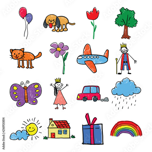 Colorful Kids Hand Drawn Doodle Illustration Collection