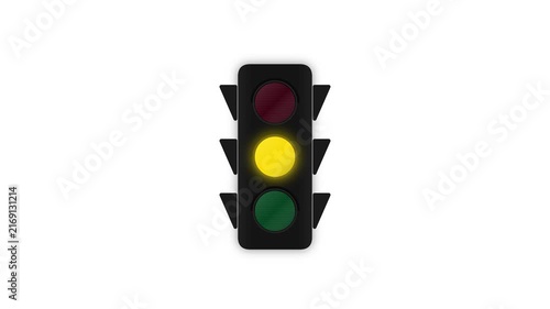 Traffic Light Signal Animation with Red Yellow and Green Lights on White Background