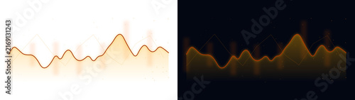 Canvastavla Golden sound wave equalizer set, digital audio signal frequency, glowing music w