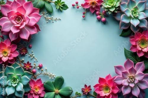 Vibrant succulents, jewel-toned paper backdrop, tropical, purple