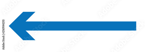 Stylish long arrow vector in color of blue. Pointing to the left. simple and elegant directional from. ideal for illustrating processes, steps, workflows.