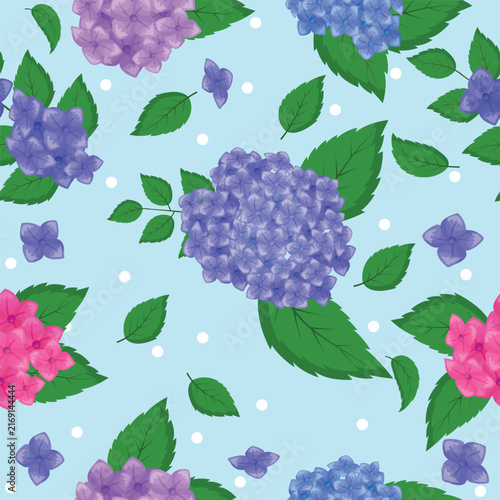 Colorful floral pattern with green leaves and light background isolated on transparent background