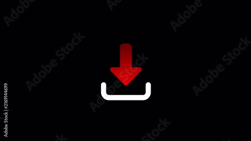 Animated Download Icon on Transparent Background