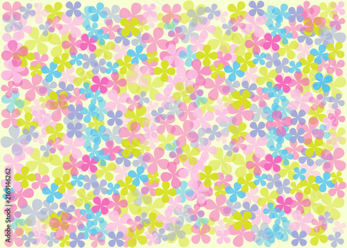 Seamless colorful floral pattern, pastel flower vector background with transparency
