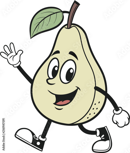 cartoon pear character smiling
