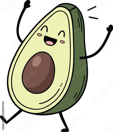 cartoon avocado character smiling
