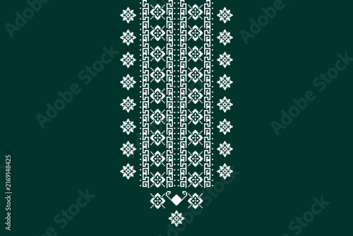 Neckline embroidery geometric abstract elements neck pattern. Native decorative design for fabric, clothing, illustration, texture, collar decor, border, rug, decoration, printing, element, necklace