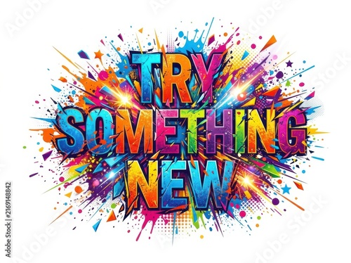 Colorful try something new motivational text design