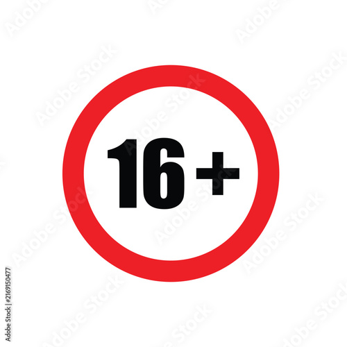 16 plus icon vector under sixteen years prohibition sign, adults only for your web design, logo, infographic, UI. illustration