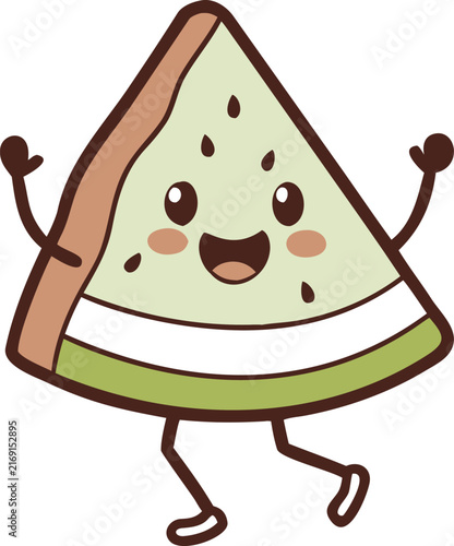 cartoon watermelon slice character smiling
