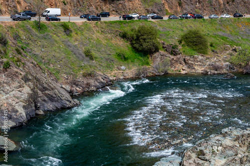 Картината върху платно high-angle view of churning river rapids along the North Fork American River Con