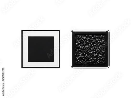 Comparison of a flat black square versus a textured black square frame