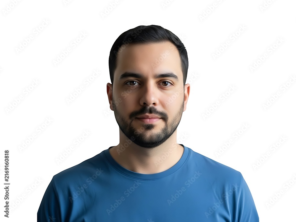 Fototapeta premium Portrait of a young middle eastern man wearing a casual blue t-shirt