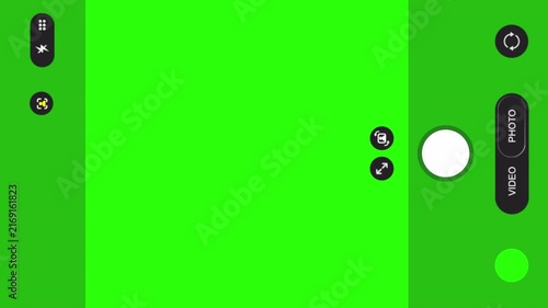 Smartphone camera taking photo effects overlay on green screen. Perfect for mockup visual effects, video creation and screen replacement projects.