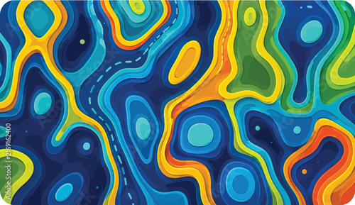 Abstract Colorful Layered Wavy Pattern Background with Topographic Map Style Design