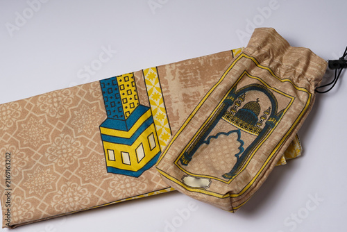 Traditional Decorative Textile with Blue and Yellow Pattern