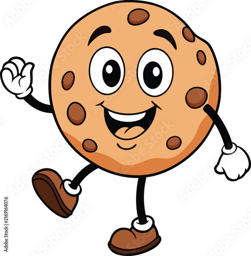 cartoon cookie character with chocolate chips
