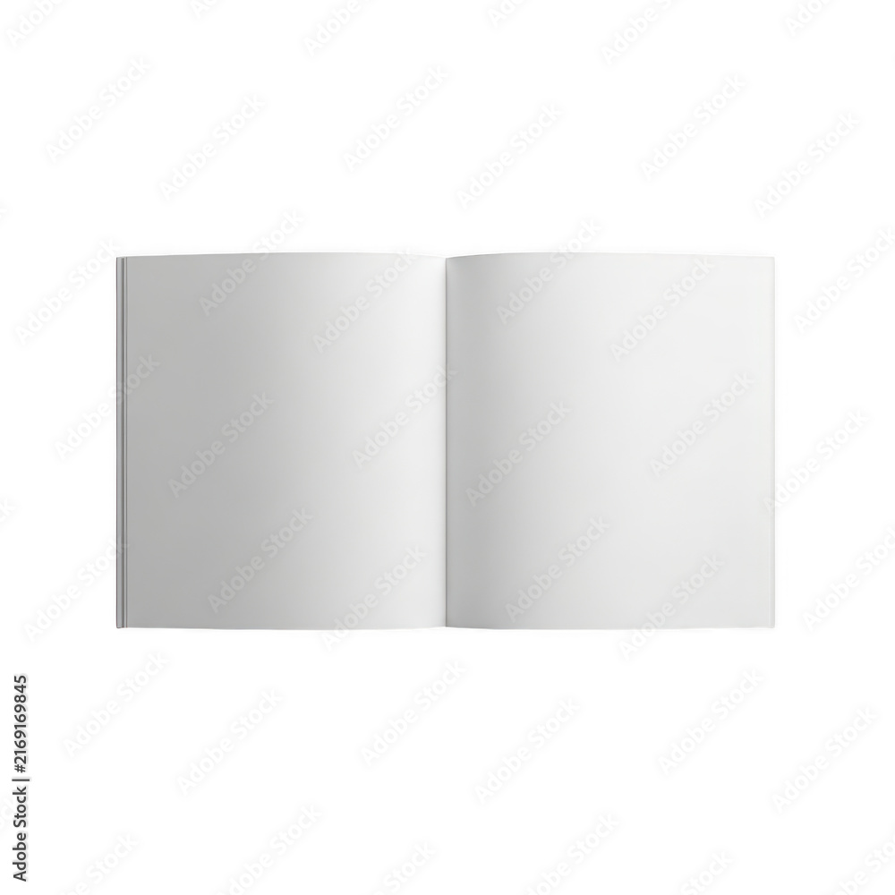 Fototapeta premium Open blank notebook with empty pages isolated on transparent background