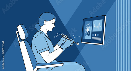 Dentist using advanced technology for dental examination and treatment plan