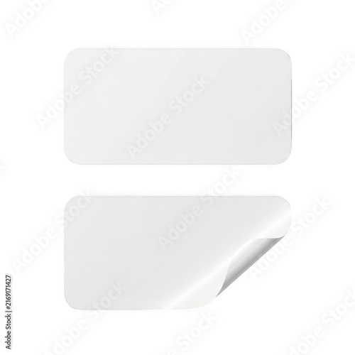 Obraz na płótnie Blank white rectangular sticker labels with curled corner isolated on transparent background