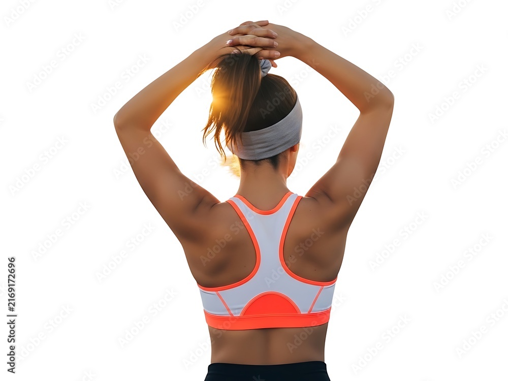 Fototapeta premium Athletic woman adjusting her ponytail before starting a fitness workout