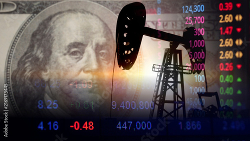 Canvastavla Oil pump jack and energy commodity market trading concept