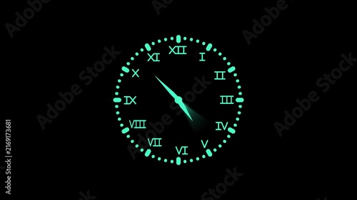 Analog clock with roman numerals time concept and simple minimal design animation