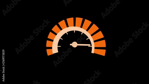 Simple gauge or speedometer icon partial dial with a needle and segmented scale animation