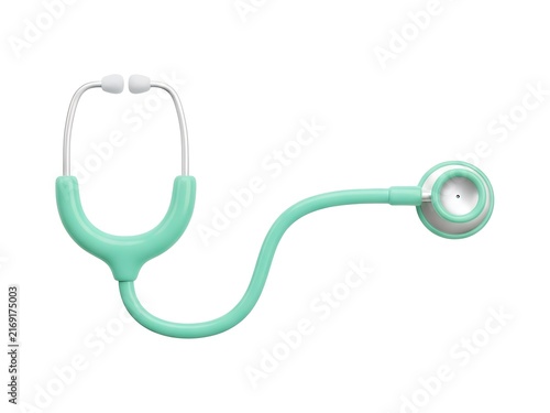 A mint green medical stethoscope for clinical diagnostic health examination