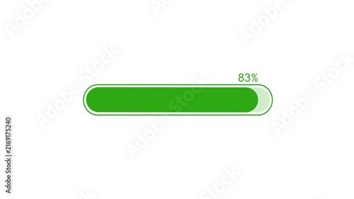 Simple percent progress bar showing loading or completion status animation
