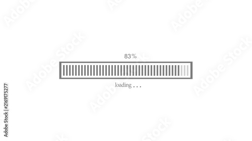 Minimalist waiting loading bar showing percent progress animation