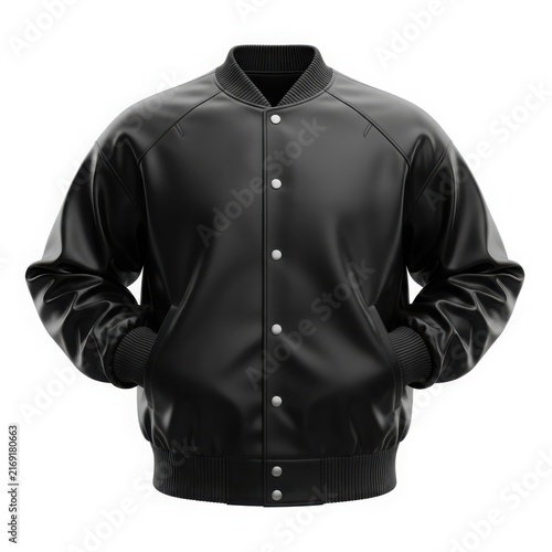 Black button-up jacket with cuffs isolated on white background