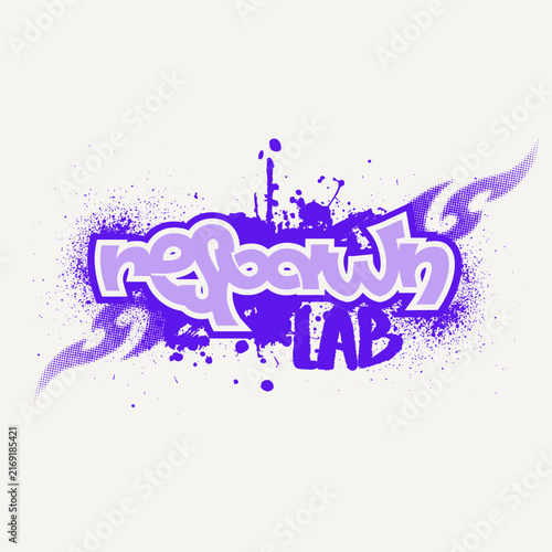Respawn Lab Graffiti Typography Vector Purple Spray Splatter Y2K Logo Design