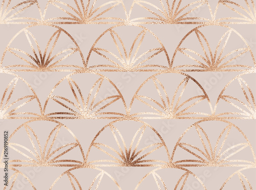 Art deco geometric seamless pattern with gold arch ornament.