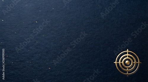 Luxury Golden Target on Dark Blue Textured Abstract Background  