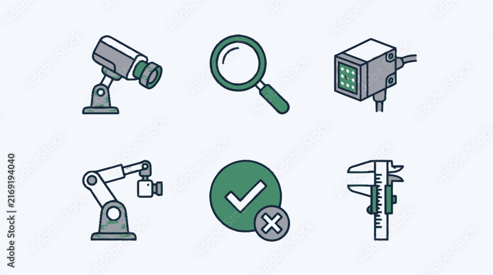 Fototapeta premium Flat icons of technology and industry tools.