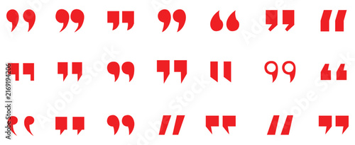 Quote mark icon set vector illustration of quotation symbols for text, speech and typography design