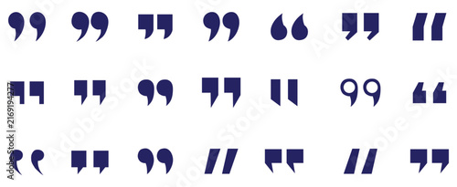 Quote mark icon set vector illustration of quotation symbols for text, speech and typography design